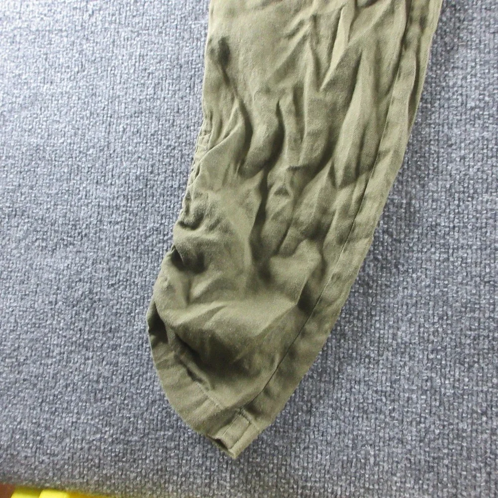 Lauren Ralph Lauren Pants Womens 4P Green Linen Viscose‎ Cargo Ruched Ankle Hem